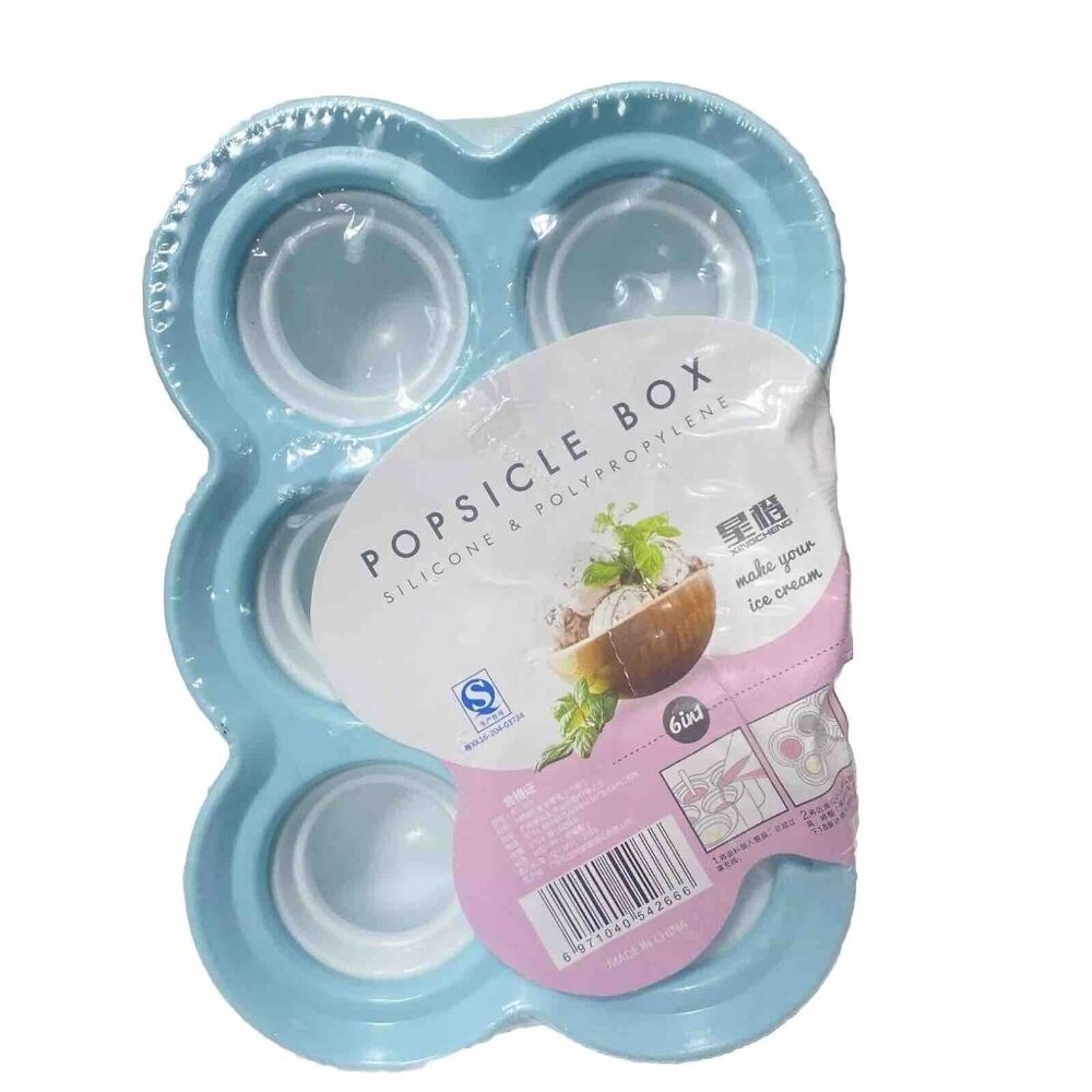Popsicle Silicone Reusable Ice Maker Kitchen Popsicle Maker Kids Adults 6pc New